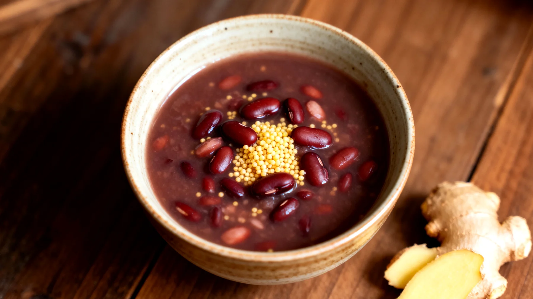 Zuppa di azuki con miglio e zenzero"