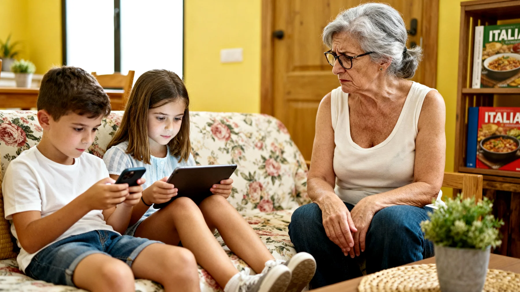 La nonna si accorge che i nipoti bambini utilizzano i social media in modo inappropriato per la loro età, condividendo foto personali, chattando con sconosciuti o accedendo a contenuti non adatti, ma fatica a farsi ascoltare dai genitori o a stabilire regole chiare quando i bambini sono affidati alle sue cure."