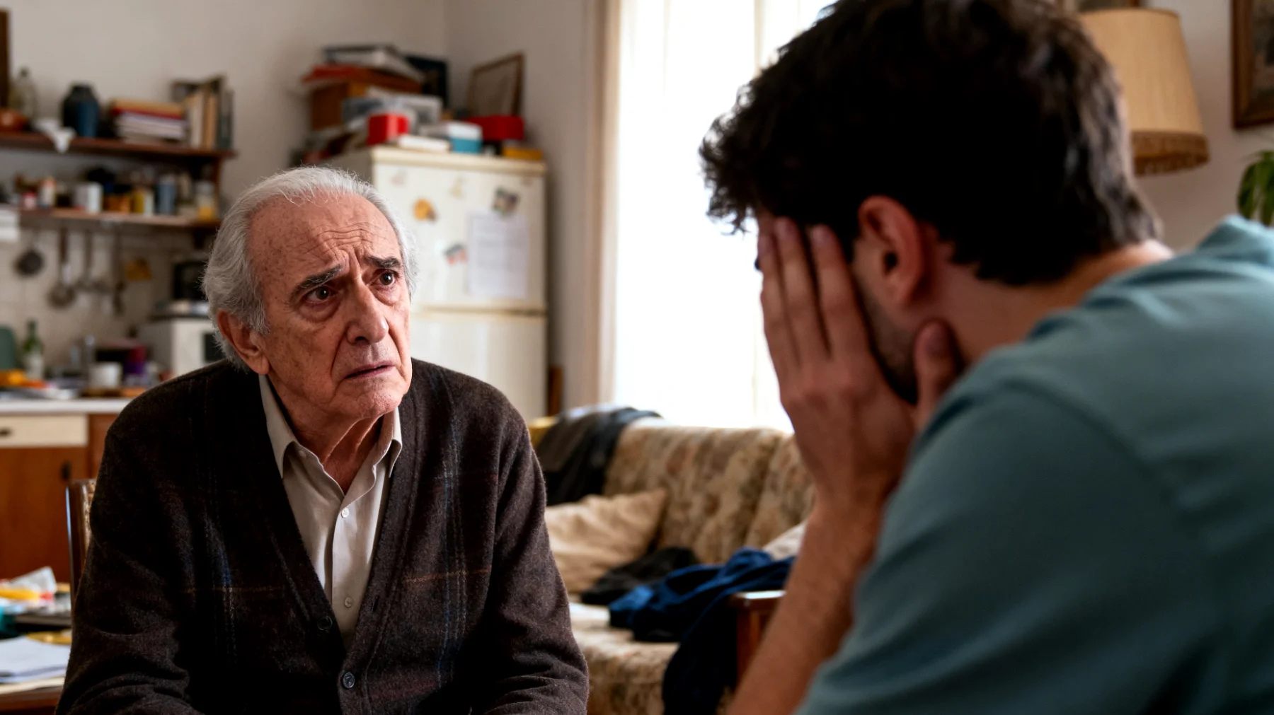 Il nonno fatica a gestire le emozioni intense (ansia, frustrazione, rabbia) del nipote giovane adulto, sentendosi inadeguato di fronte a problematiche complesse legate all'età adulta come stress lavorativo, relazioni sentimentali difficili o crisi esistenziali, non sapendo se intervenire o rispettare la sua autonomia."