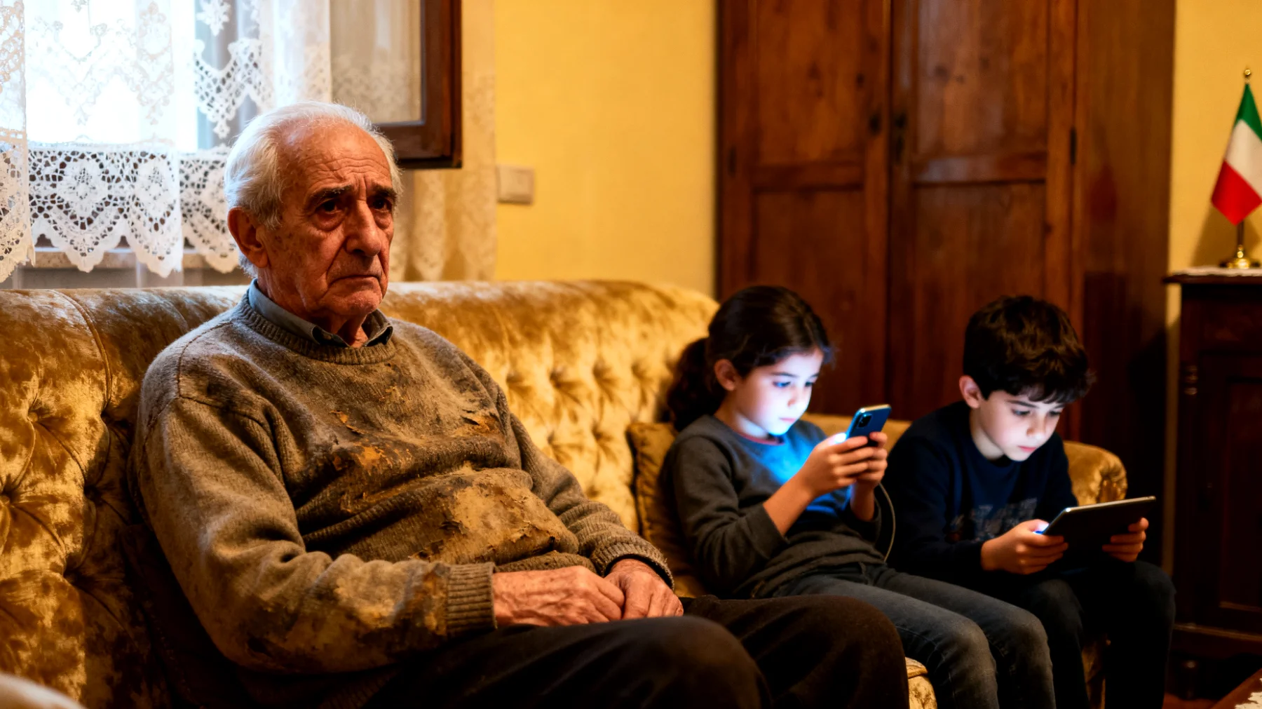 Il nonno fatica a gestire l'utilizzo eccessivo di smartphone, tablet e videogiochi da parte dei nipoti bambini, creando tensioni durante il tempo trascorso insieme e sentendosi escluso dalla loro attenzione"