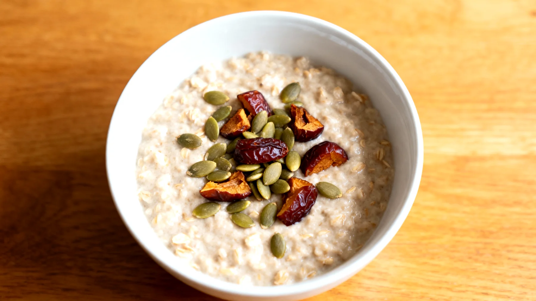 Porridge di avena con semi di zucca e datteri"