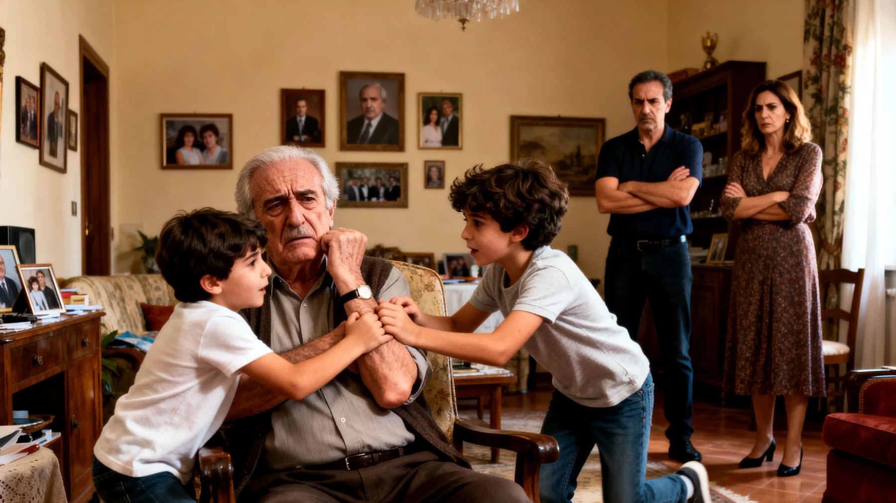 Il nonno si trova in difficoltà nel gestire i nipoti bambini a causa di contrasti con i genitori (suoi figli o nuore/generi) su metodi educativi, regole da seguire e confini del suo ruolo, creando tensioni nella famiglia allargata"
